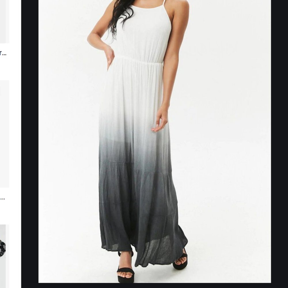 Crinkled Ombre Lace-Up Maxi Dress